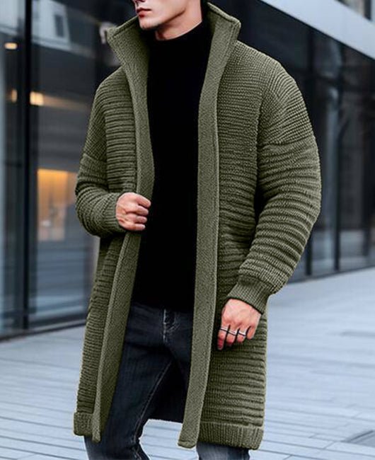 Svenor | Lange cardigan met ritssluiting voor heren – Gebreide sweaterjas, warme casual jas