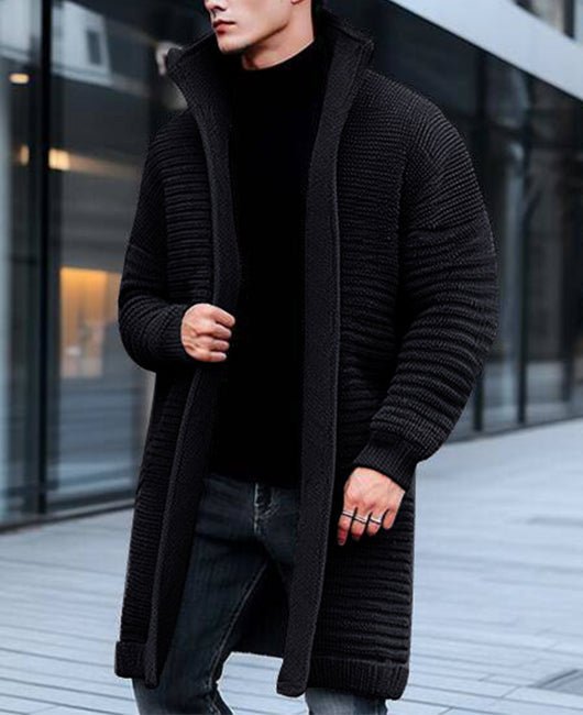 Svenor | Lange cardigan met ritssluiting voor heren – Gebreide sweaterjas, warme casual jas