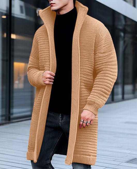 Svenor | Lange cardigan met ritssluiting voor heren – Gebreide sweaterjas, warme casual jas