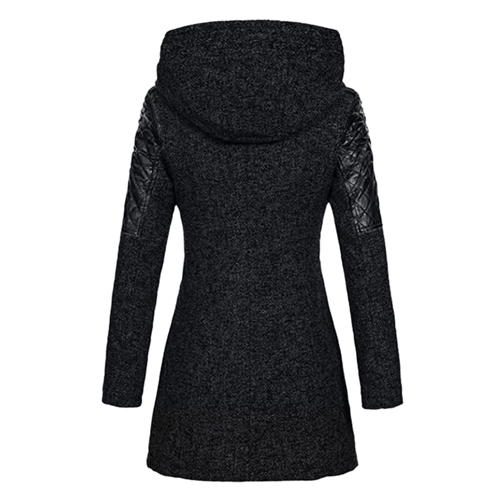 Arlina | Lange Winterjas voor Dames met Capuchon en Diagonale Rits – Stijlvolle en Warme Winterjas