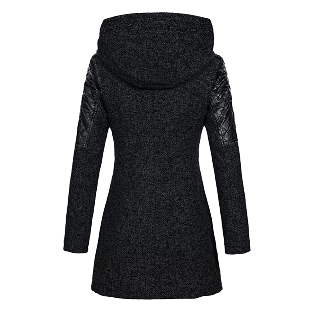 Arlina | Lange Winterjas voor Dames met Capuchon en Diagonale Rits – Stijlvolle en Warme Winterjas