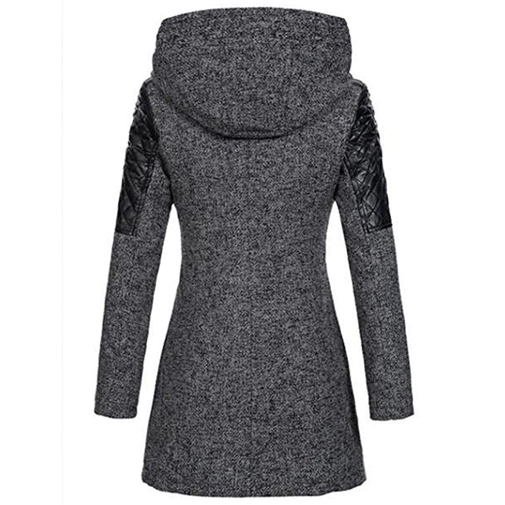 Arlina | Lange Winterjas voor Dames met Capuchon en Diagonale Rits – Stijlvolle en Warme Winterjas