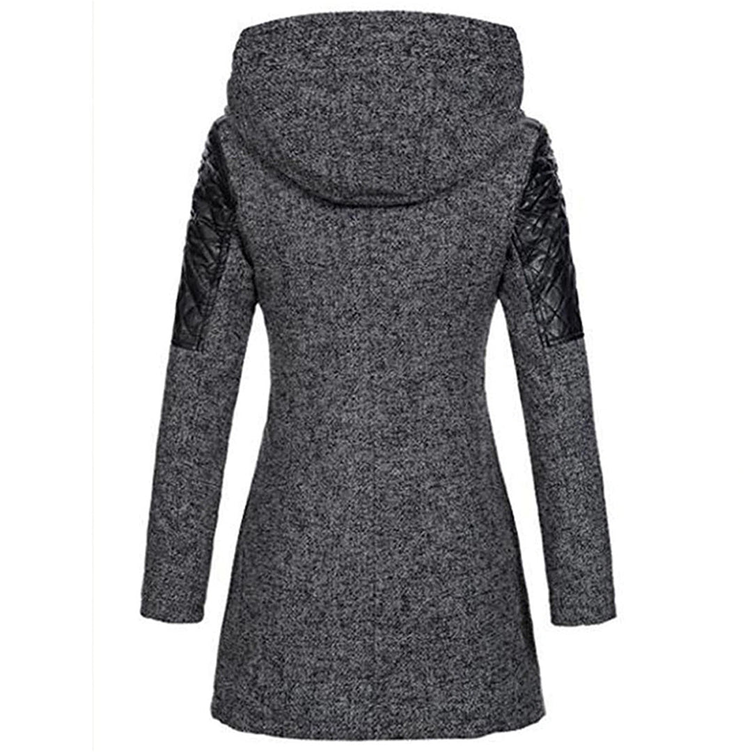 Arlina | Lange Winterjas voor Dames met Capuchon en Diagonale Rits – Stijlvolle en Warme Winterjas