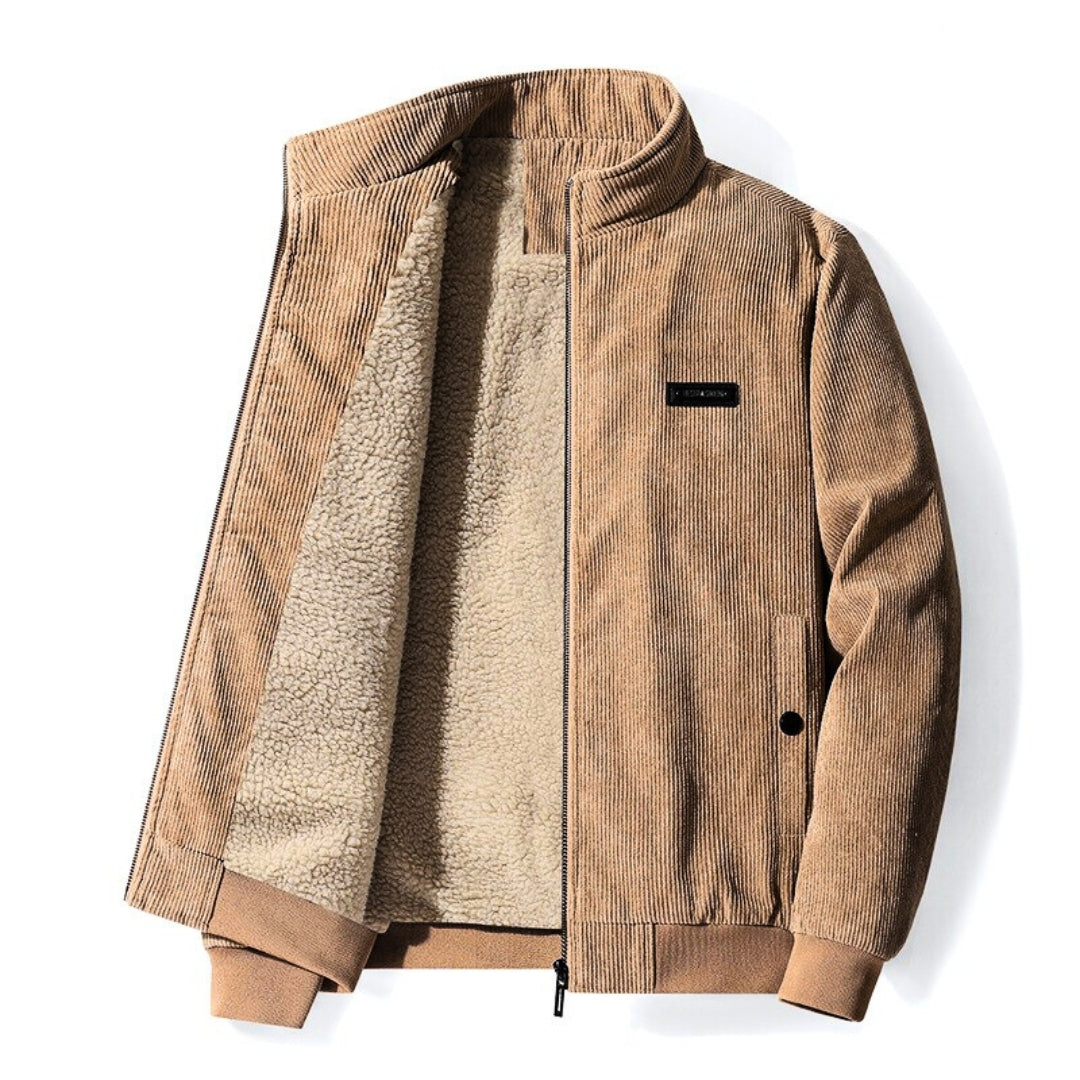 Cadric | Heren corduroy sherpa jas – Warme winterjas in vintage stijl met fleecevoering