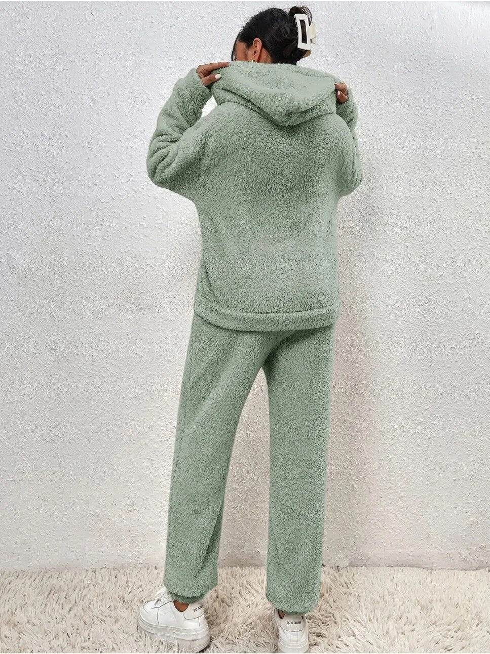 Wyntra | Fleece jumpsuit met capuchon en broek voor dames – Comfortabele loungewear, casual winteroutfit