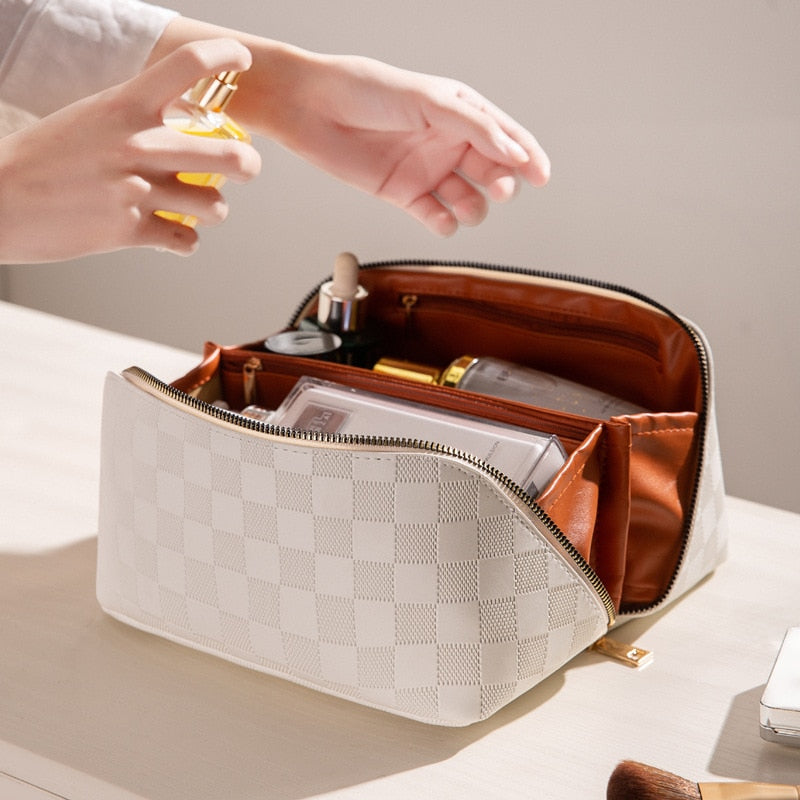 LuxaBag | Luxe geruite make-uptas - reisorganisator