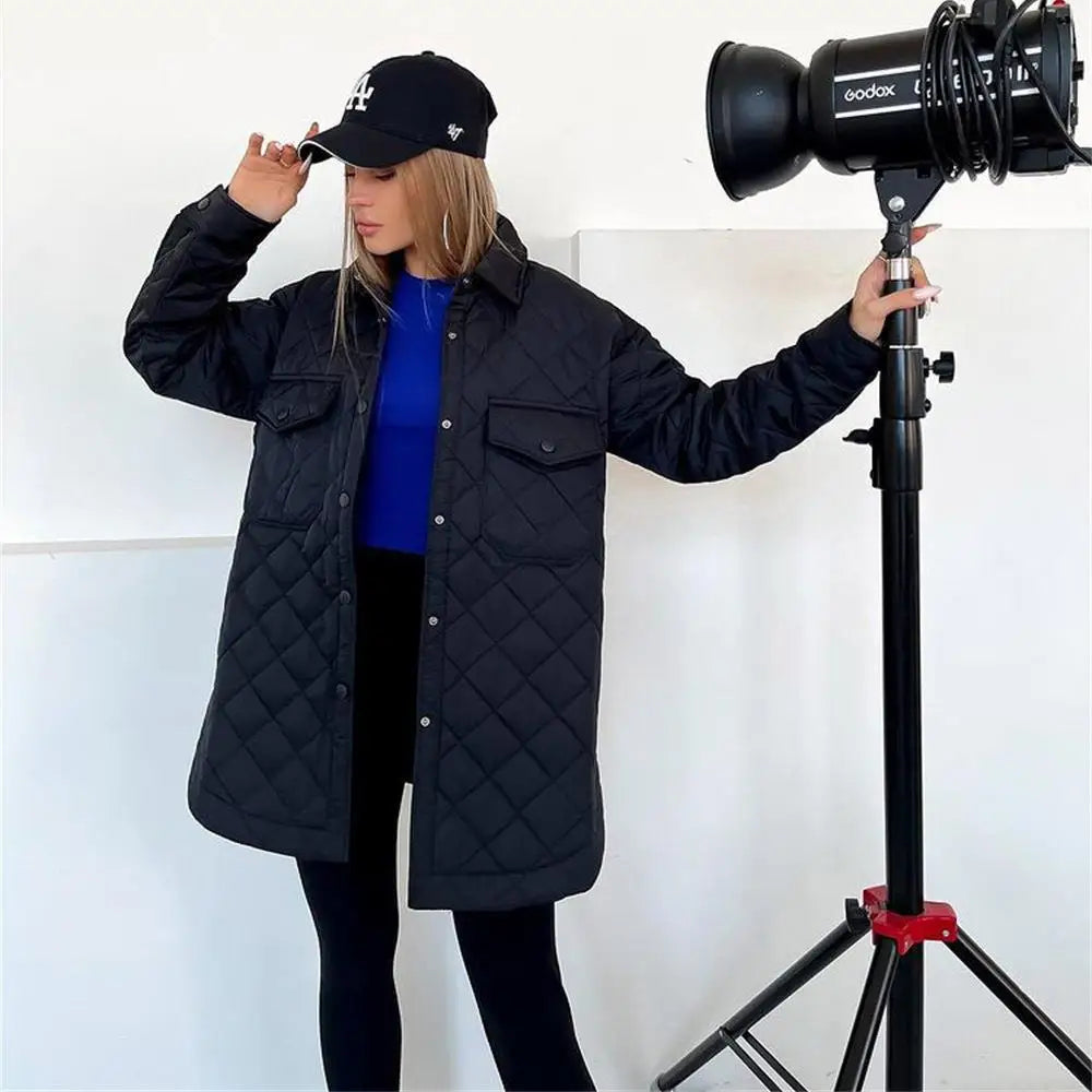 Lilibeth | Klassieke gewatteerde oversized jas voor dames - knoopsluiting, warme winterkleding