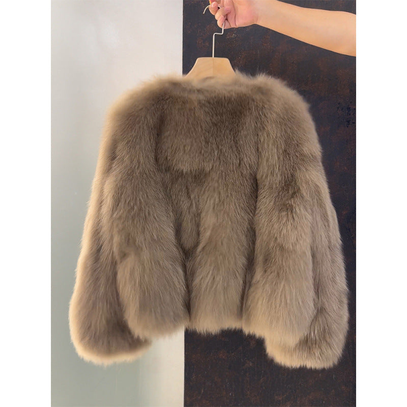 Kythera | Chique jas van imitatievossenbont, gezellige winterjas, luxe lichtgewicht cropped jas