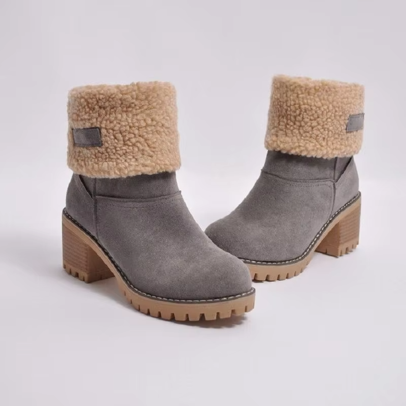 FrostFit | Suède Sneeuwlaarzen voor Vrouwen Knus Mid-Tube Ontwerp, Dikke Hak, Warme Winterschoenen