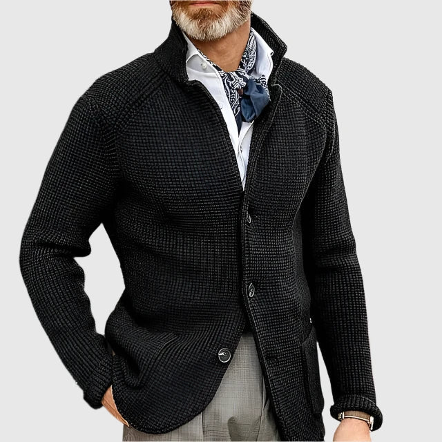 Zavian | Retro militair vest voor heren met opstaande kraag – gebreide trui, casual jasje, vintage stijl