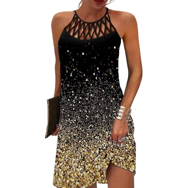 Lyriorae | Dames midi-jurk met print en halternek – luchtige zomerjurk