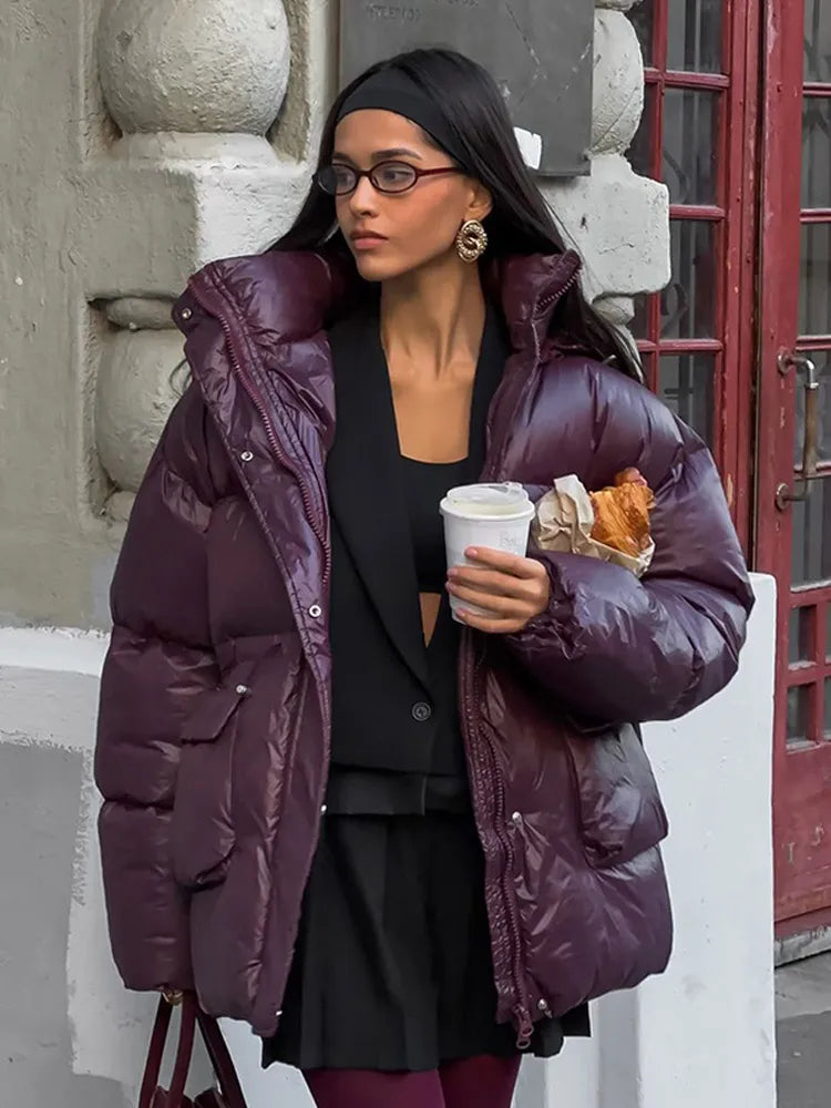 Adalind | Bourgondische Puffer Winterjas voor Dames - Warme Isolerende Jas