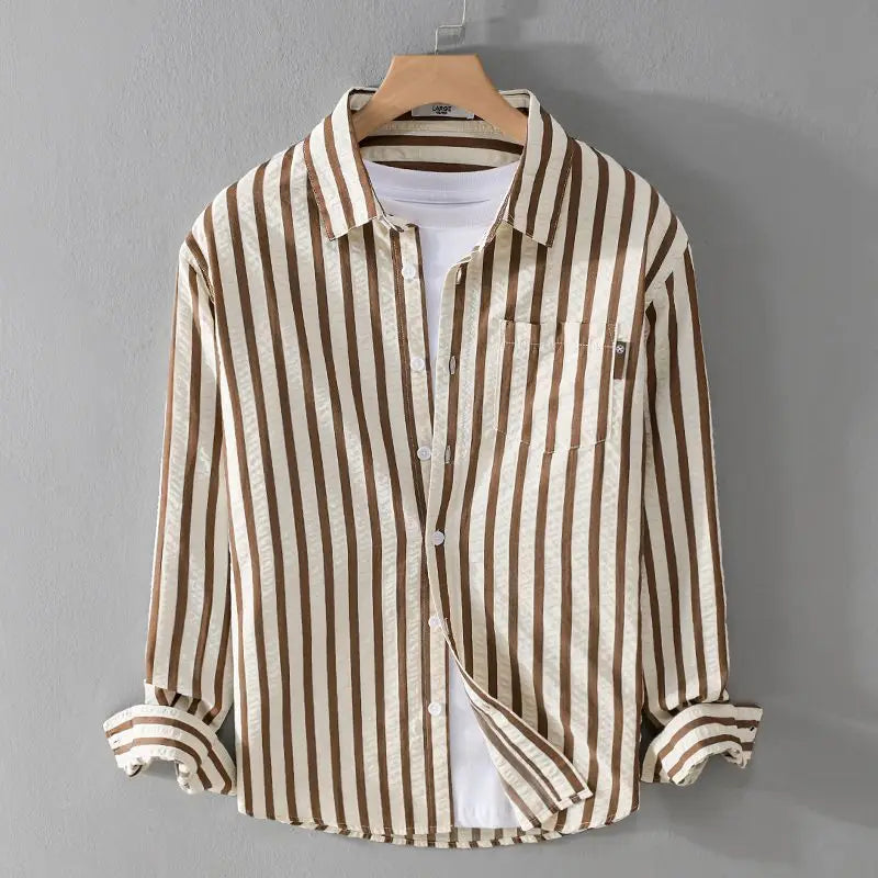 Flynn | Striped Button-Up Shirt for Men - Classic Long Sleeve Shirt, Casual & Formal Wear