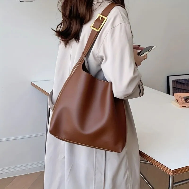AuraSling | Leren schoudertas voor dames, minimalistische handtas met grote capaciteit, elegante tas voor dagelijks gebruik