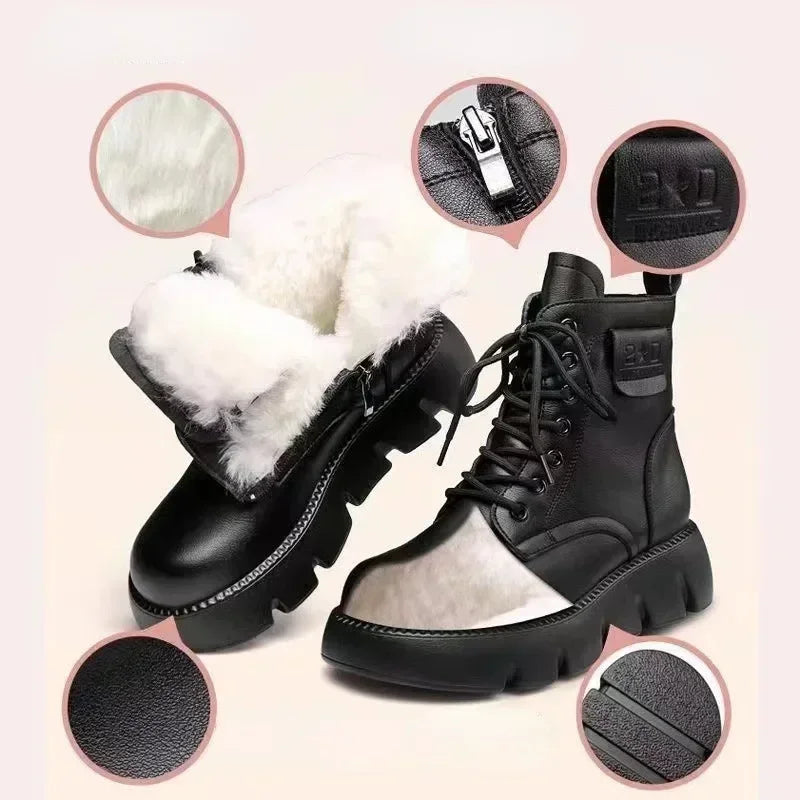 FuzzyStride | Vegan Winter Bontgevoerde grove Enkellaarzen voor dames