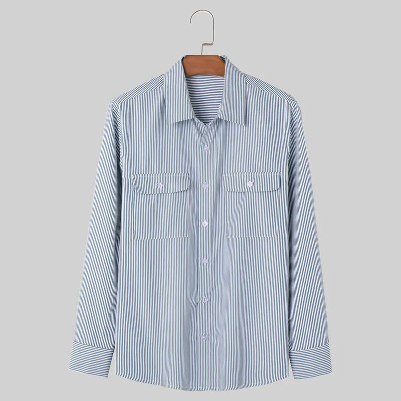 Carvin | Oversized herenoverhemd met krijtstreep – Casual en formeel overhemd met lange mouwen