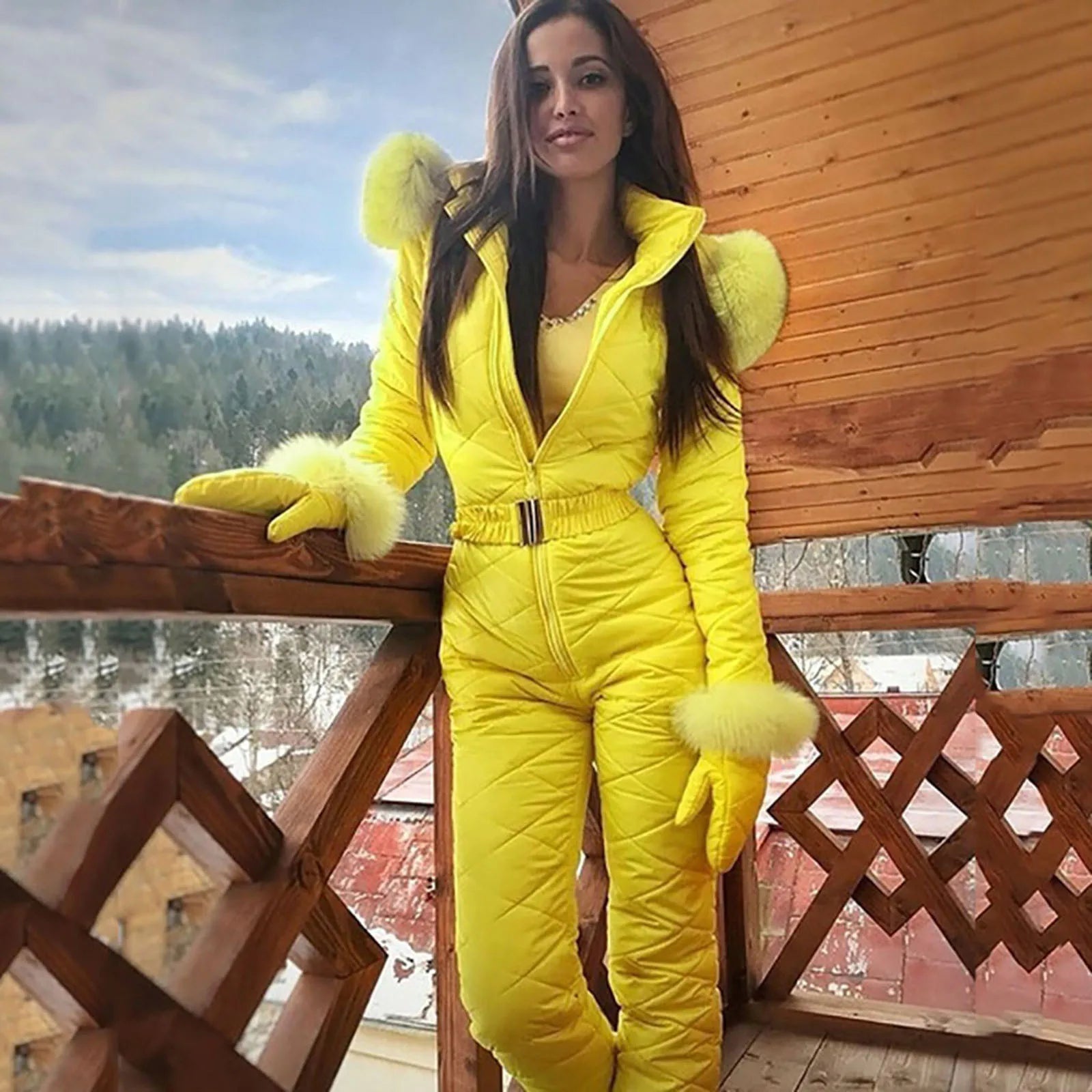 Fauna | Combinaison d'hiver élégante pour femme - Manteau en fourrure à capuche, chaud et stylé pour les temps froids