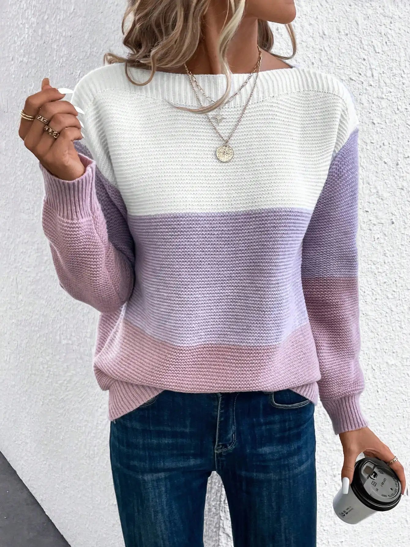 Fridaen | Pull élégant en maille ombrée pour femme – Tricolore, confortable et tendance