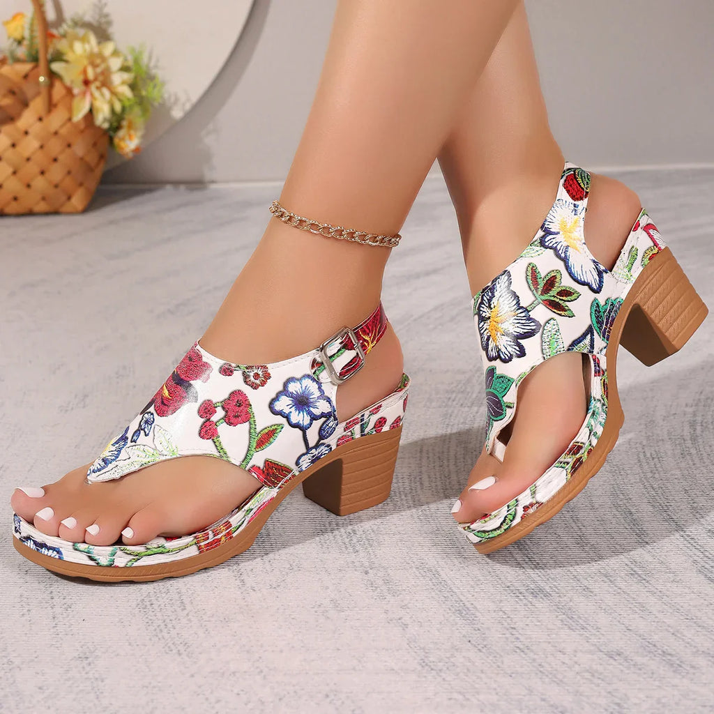 Kalithra | Bloemige sandalen met hoge hak voor dames - Stijlvol schoeisel