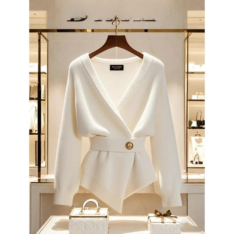 Anyria | Cardigan vintage pour femme, manches longues, maille unie – maille douce à boutons