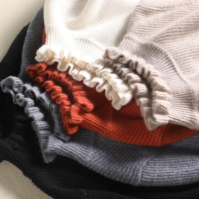 Mariska | Coltrui met gerafelde manchetten voor dames - Zachte, knusse rolkraag trui voor de winter