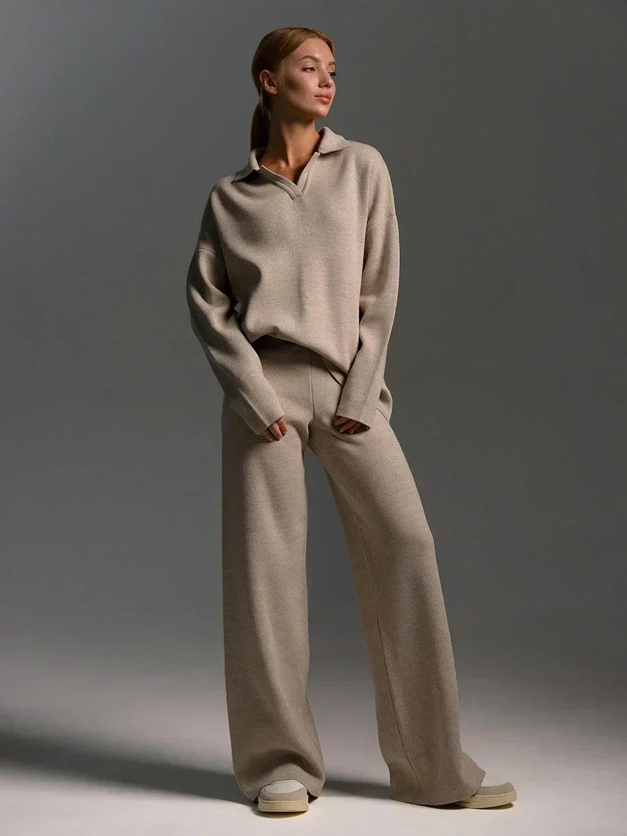 Norelia | 2-delige gebreide loungewearset voor dames, trui en broek, casual comfortabele outfit