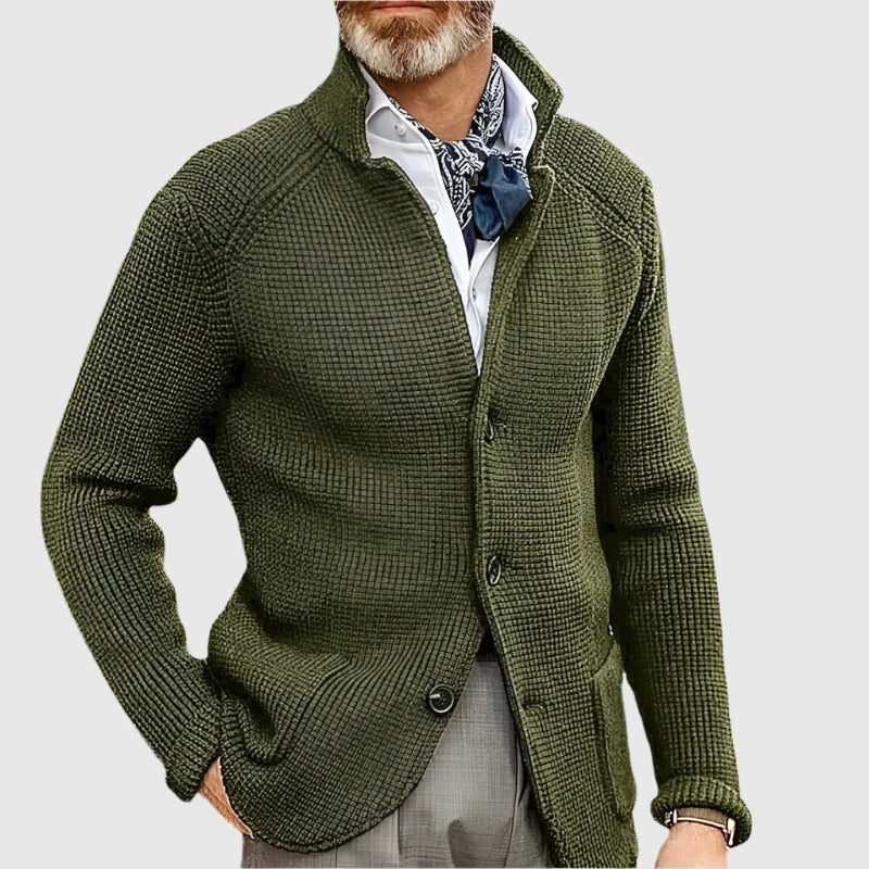 Zavian | Retro militair vest voor heren met opstaande kraag – gebreide trui, casual jasje, vintage stijl