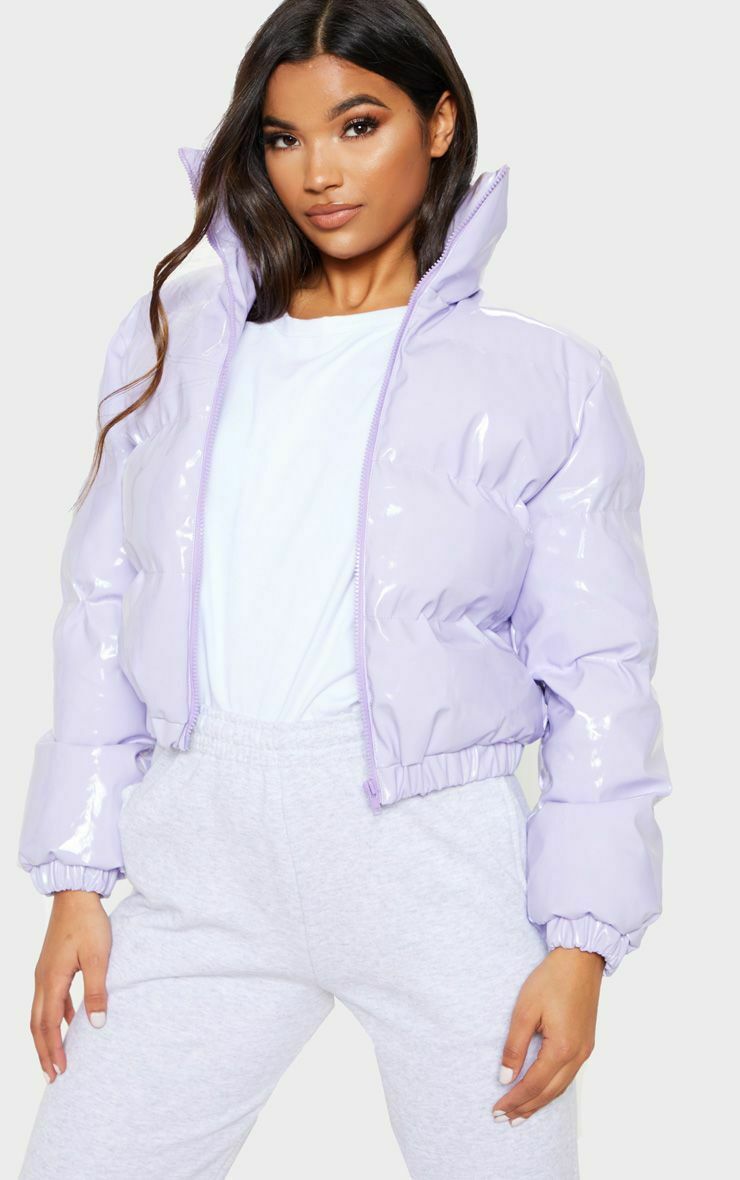 Narella | Glanzend cropped pufferjack met opstaande kraag - Dames Wintermode
