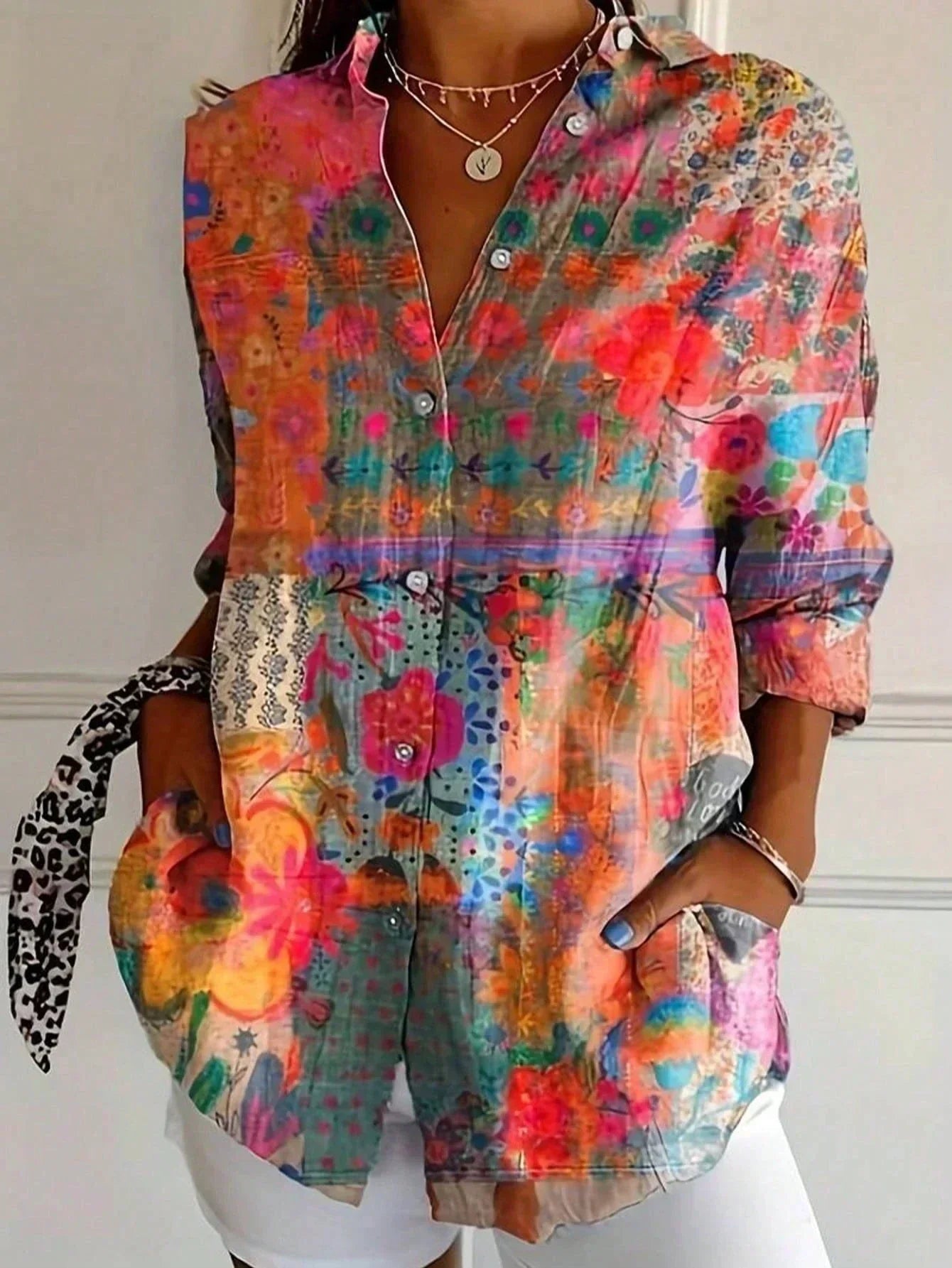 Kaniya | Casual overhemd met print – Kleurrijke damesblouse met patroon