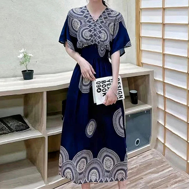 Rielle | Bohemian maxi-jurk voor dames – Lange, soepel vallende casual zomerjurk met print