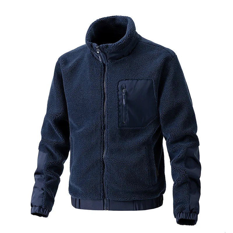 Davion | Heren winter warm fleece jack met kraag en zakken