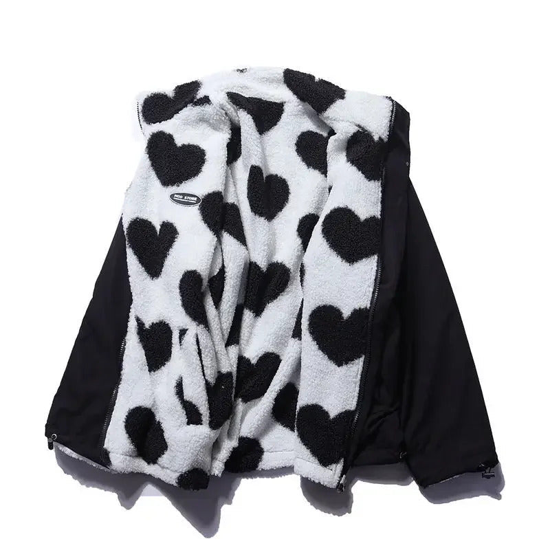 Amariel | Veste réversible pour femme à imprimé cœur – Vêtement d'extérieur décontracté, confortable et léger