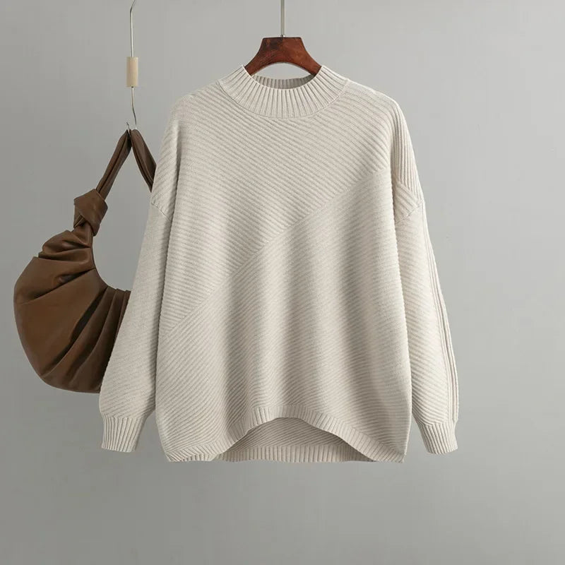 Kiran | Klassieke damestrui met elastische boorden en ronde hals - elegante casual gebreide top