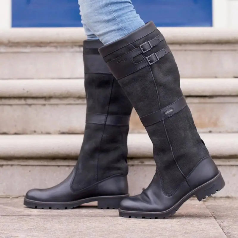 Lorvyn | Bottes cuissardes en cuir pour femme, détail boucle, semelle épaisse, style vintage, collection automne
