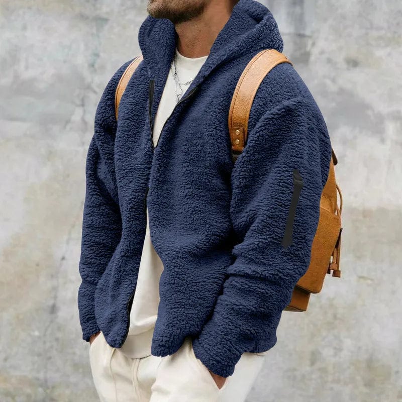 Asheron | Teddy fleece jas voor heren met capuchon – Warme, zachte, casual winterjas