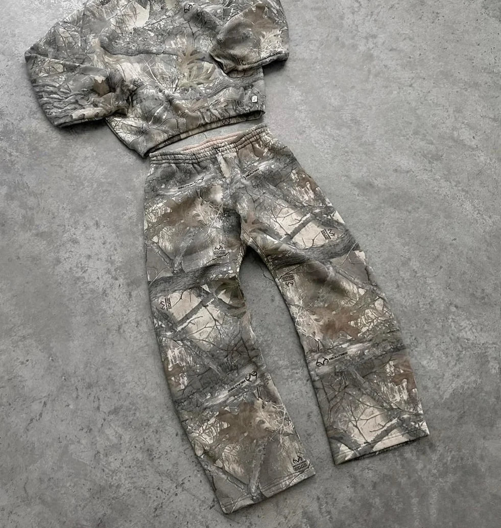 Branson | Heren Vintage Camouflage Trainingspak Set - Oversized Hoodie en Broek