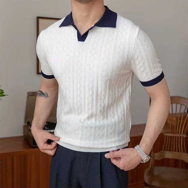 Ronan | Zomer Vintage gebreide patchwork polo