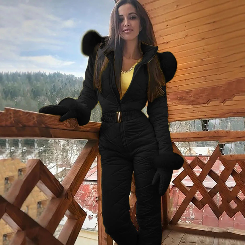 Fauna | Combinaison d'hiver élégante pour femme - Manteau en fourrure à capuche, chaud et stylé pour les temps froids