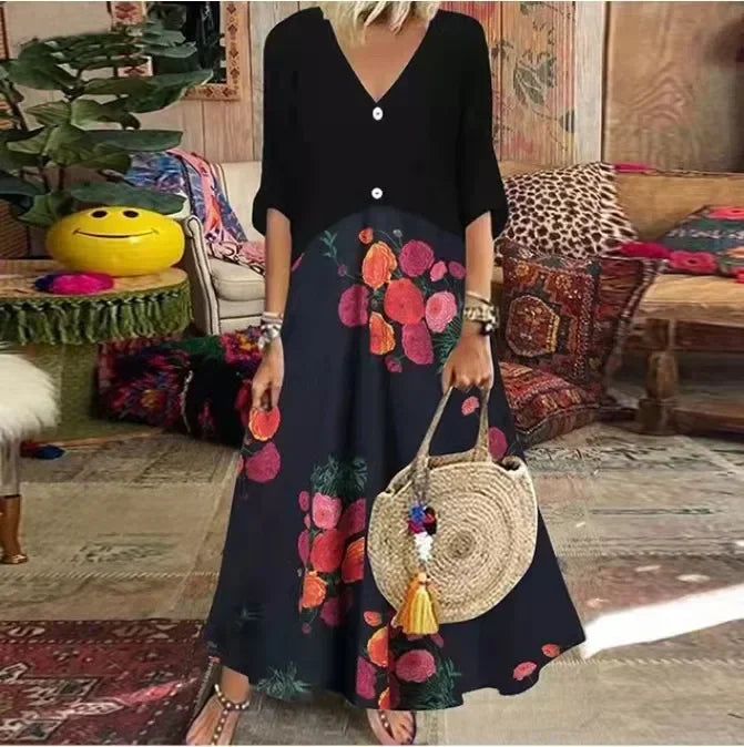 Vaelah | Lange zomerjurk voor dames – Maxi-jurk met print in een casual-elegante stijl