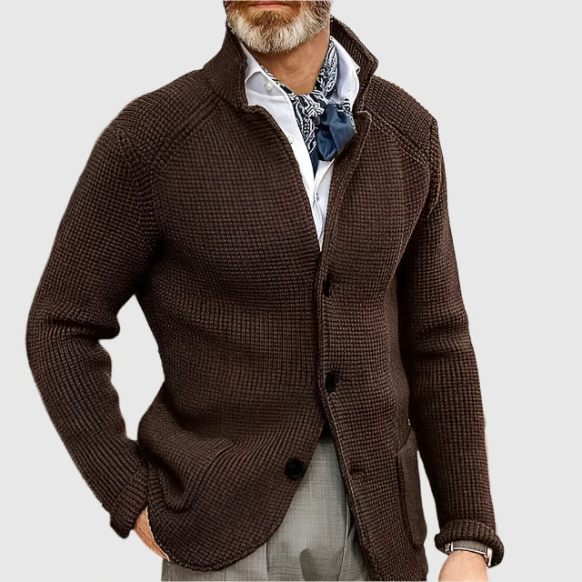 Zavian | Retro militair vest voor heren met opstaande kraag – gebreide trui, casual jasje, vintage stijl