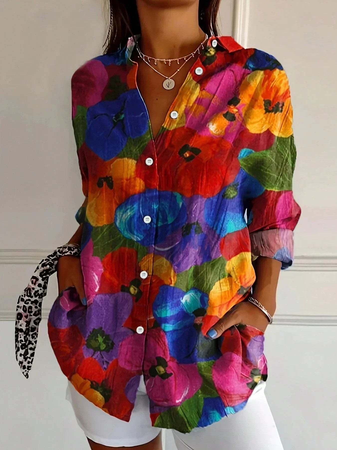 Kaniya | Casual overhemd met print – Kleurrijke damesblouse met patroon