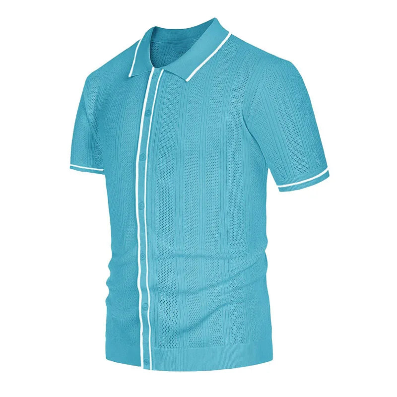 Hansel | Heren Ademend Gebreid Poloshirt - Korte Mouw, Casual Zomer Top