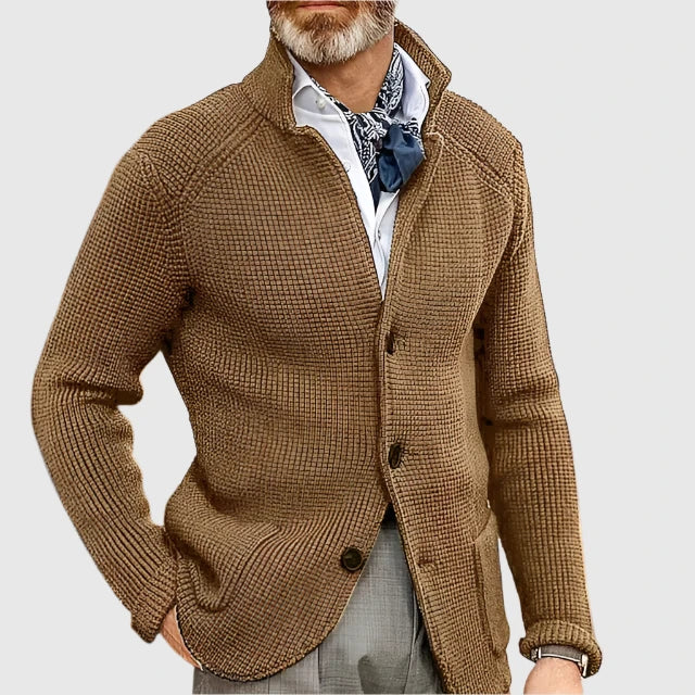 Zavian | Retro militair vest voor heren met opstaande kraag – gebreide trui, casual jasje, vintage stijl