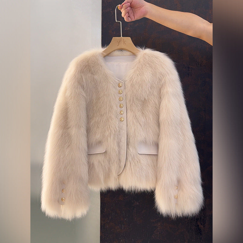 Kythera | Veste chic en fausse fourrure de renard, veste d'hiver douillette, veste courte légère de luxe