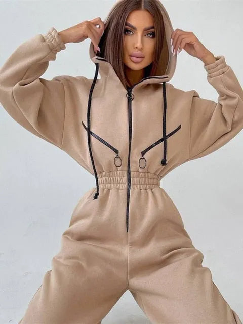 Dabria | Combinaison d'hiver sportive pour femme avec fermeture éclair, salopette chaude pour les activités de plein air par temps froid.