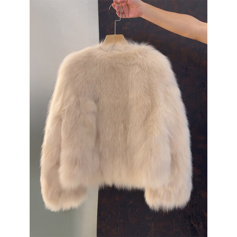 Kythera | Chique jas van imitatievossenbont, gezellige winterjas, luxe lichtgewicht cropped jas