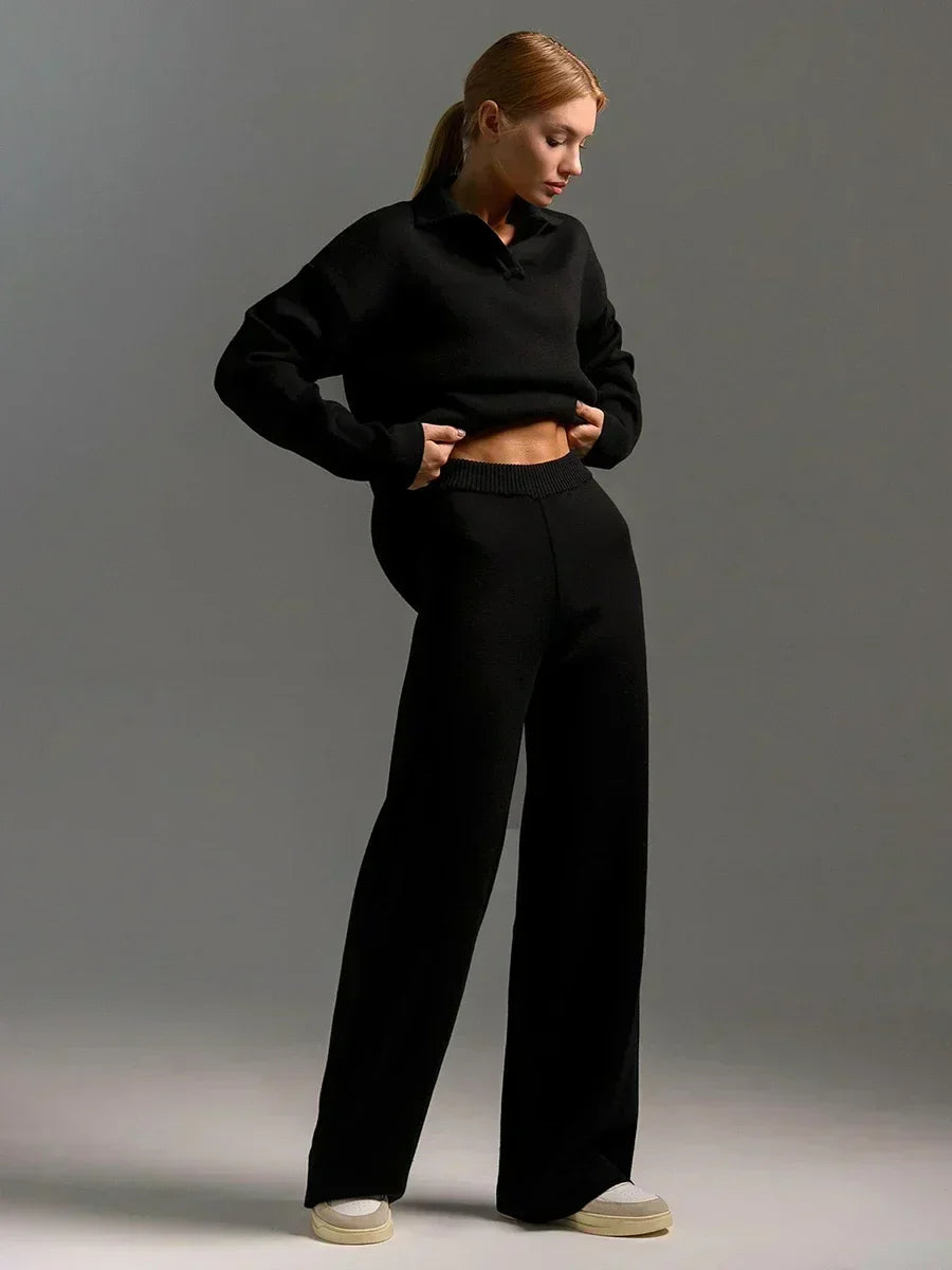 Norelia | 2-delige gebreide loungewearset voor dames, trui en broek, casual comfortabele outfit