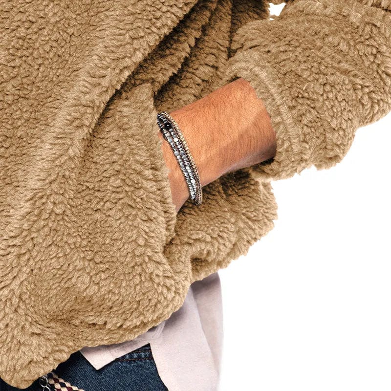 Asheron | Teddy fleece jas voor heren met capuchon – Warme, zachte, casual winterjas