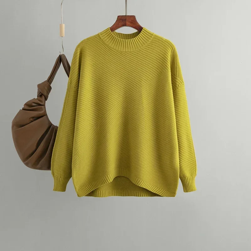 Kiran | Klassieke damestrui met elastische boorden en ronde hals - elegante casual gebreide top