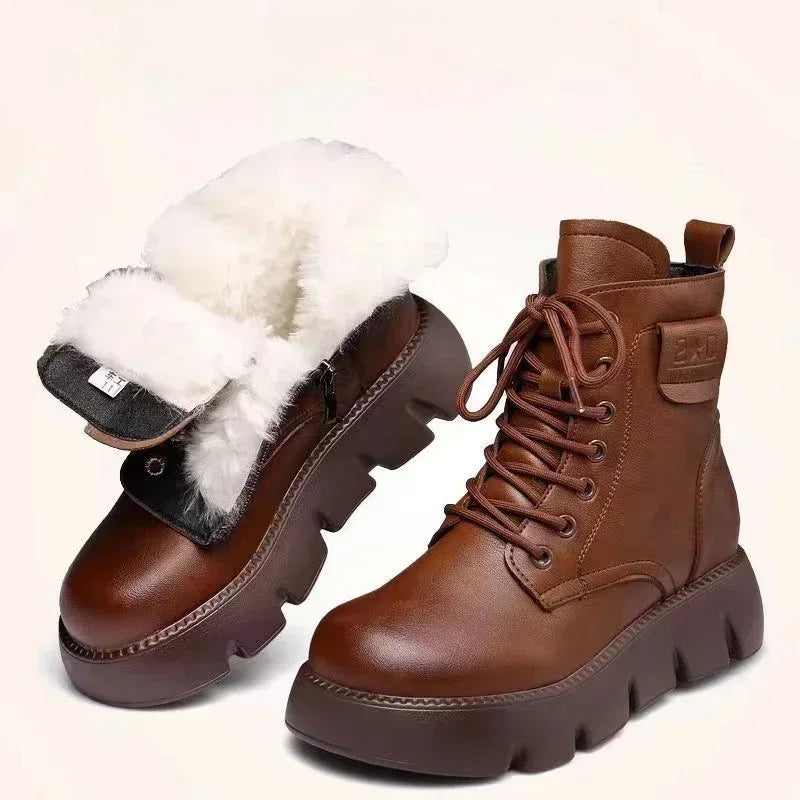 FuzzyStride | Vegan Winter Bontgevoerde grove Enkellaarzen voor dames
